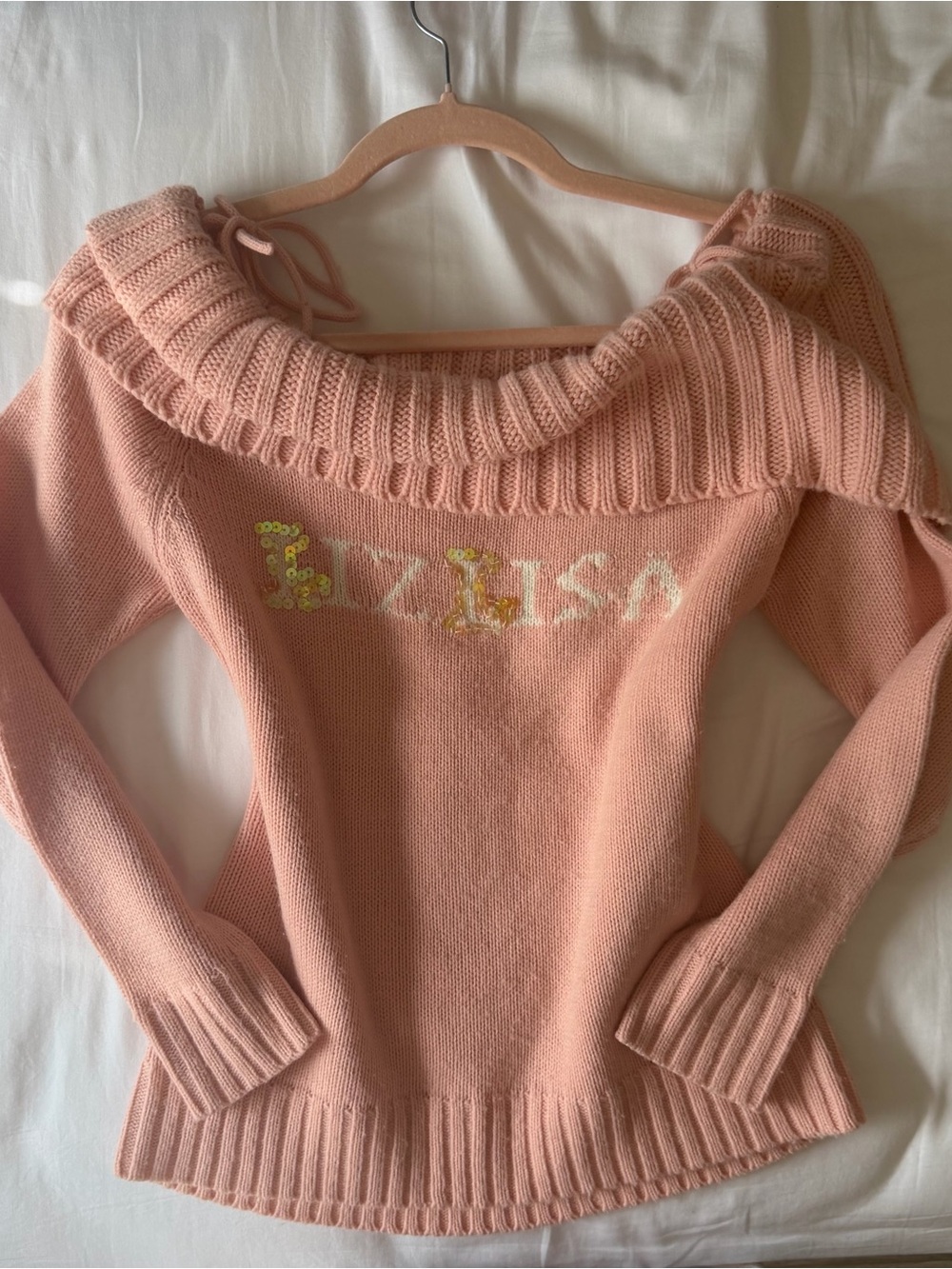 liz lisa pink off the shoulder sweater